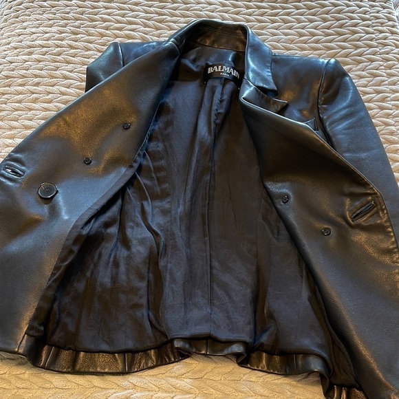 Double-breasted leather blazer - Picture 13 of 15